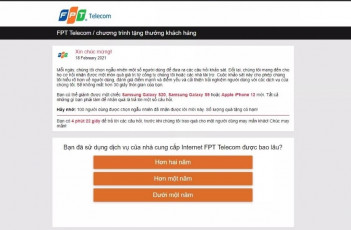 Cảnh báo thủ đoạn lừa đảo Khách hàng FPT Telecom thông qua website giả mạo